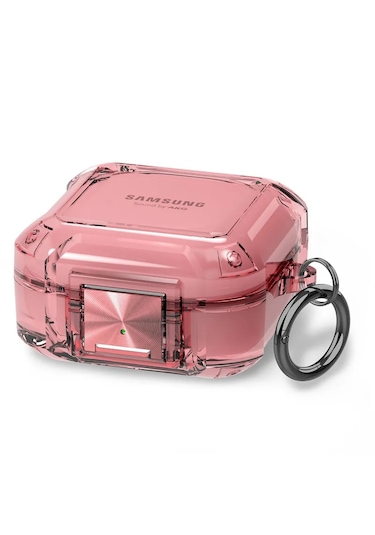 Samsung Galaxy Buds Core Uyumlu Transparan Tank Kılıf +kanca 1.kalite Pembe