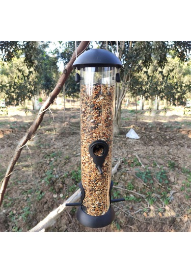 Geeroyoo Asılı Otomatik Kuş Besleyici: Pvc+metal+plastik, 4 Besleme Portu, Kolay Doldurma, Şeffaf Tohum Bölmesi, Dayanıklı Ve Güvenli