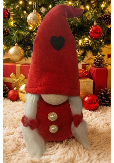 Yılbaşı Süsü Noel Elf Cüce Figür 30cm Dekoratif Peluş Biblo 30 CM