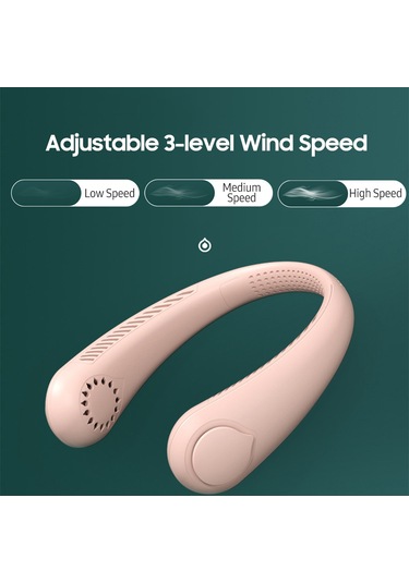 Vkemall Taşınabilir Boyun Fanı - 3 Hızlı Şarjlı 1800mah Pil İle Spor Ve Seyahat İçin