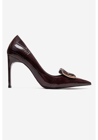 Luvishoes Guernı Bordo Baskı Kadın Topuklu Ayakkabı Bordo