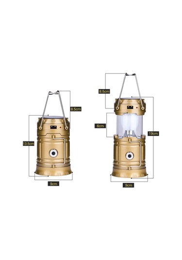 Teltree Güneş Enerjili Çıkarılabilir Led Kamp Feneri - Dış Mekan, Çadır Işığı, El Tutan Çok Fonksiyonlu Altın Model Altın