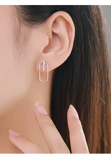 Timeless Series Işıltılı Çiftli Modern Sadelik Kadın Gümüş Küpe