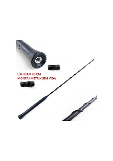 Çubuk Anten Metrik M6 40cm Tüm Araçlara Uyumlu Çubuk Anten Tavan Anteni