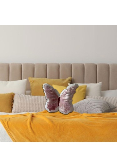 Suntek Kelebek Yastık Doğum Günü Hediyesi Yatak Beyaz-pembe Beyaz Pembe