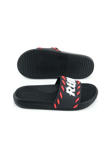 Gezer Erkek Yazlık Run Pu Islak Zemine Uygun Ev Banyo Bahçe Havuz Terlik Siyah-kırmızı Siyah - Kırmızı