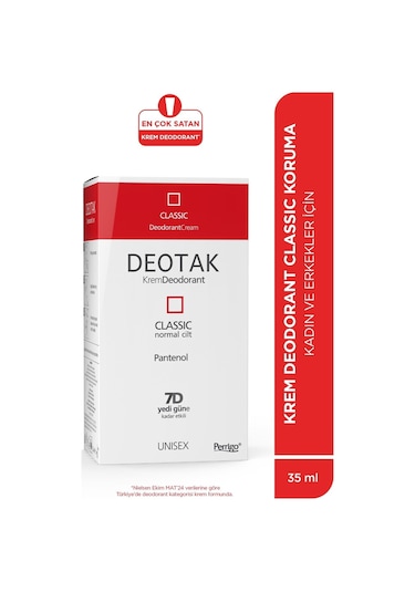 Deotak Classic Koruma 7 Güne Kadar Etkili Hassas Ciltler İçin Kadın - Erkek Kullanım Krem Deodorant 35 ML
