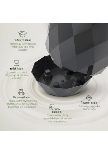 Omnipazar Krs-456 Yakamoz Tabaklı Plastik Saksı Takımı 15 Litre No 6 Kahverengi