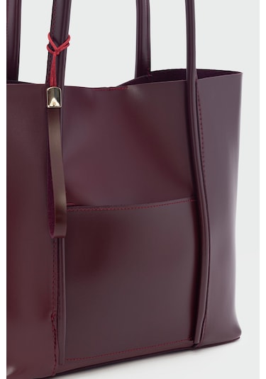 Pebbled Omuz Çantası Bordo Bordo