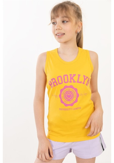 Brz Kids Baskılı Kız Çocuk Sıfır Kol T-shirt-sarı Sarı