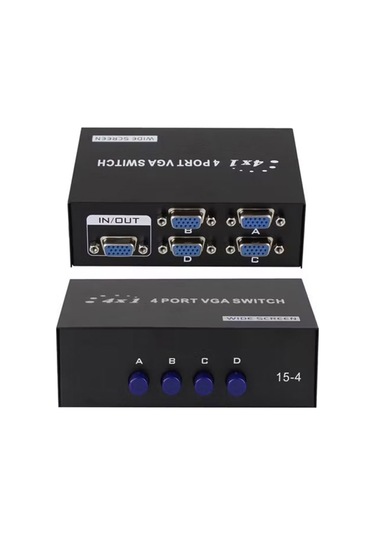 Vga Switch Çoklayıcı Anahtarlı Manuel Vga Çoğaltıcı 4 Port 4 Kasa 1 Ekran
