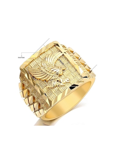 1 Adet Erkek Moda Altın Kaplama Punk Rock Kartal Yüzük Hip Hop Yüzük Lüks Parmak Takı 8 Altın