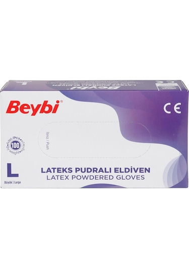 Beybi Muayene Eldiveni Lateks Pudralı 100 Adet Beyaz - Large / No.9