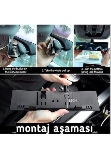 Ilave Oto Iç Dikiz Aynası Düz Makaslı Geçmeli 270mm