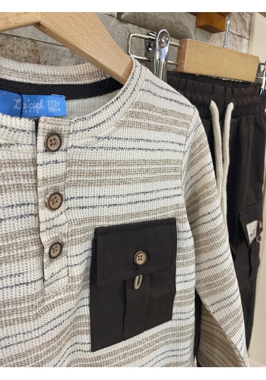 Lacıel Parıs Paraşüt Pantolonlu Erkek Çocuk Eşofman Takım Kahverengi