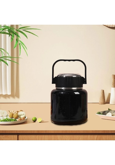 Çelik Mama Termosu Sıcak Veya Soğuk Yiyecekler İçin Öğle Yemeği Termosu 500 Ml Siyah