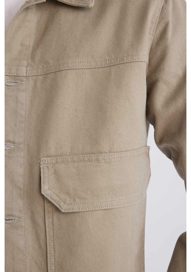 DeFacto %100 Pamuk Slim Fit Dar Kesim Düğmeli Cepli Mevsimlik Baharlık Jean Ceket B8155AX25SPKH465