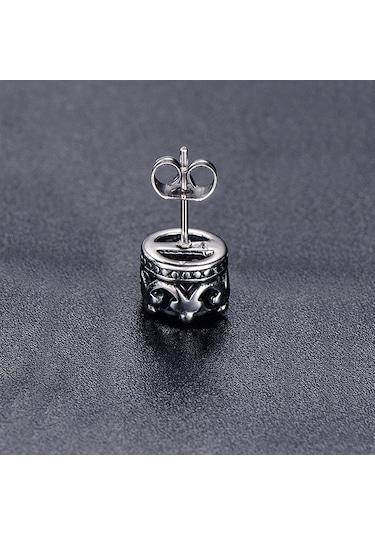 Chavin Siyah Tek Taş Çelik Erkek Küpe Ei96Sy Beyaz