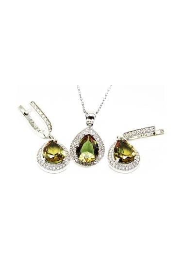 Zultanit Damla Taşlı Gümüş Kadın Kolye Küpe Seti (436889519)