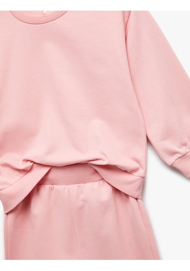 Koton Şardonlu Pamuklu 2'li Eşofman Takımı Pembe 6wmg10135ak Gül