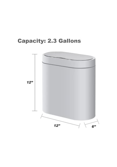 Qianfan Otomatik Banyo Çöp Kutusu, 2,3 Galon Akıllı Çöp Kutusu, Beyaz