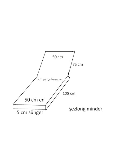 Mirzademarket Şezlong Minderi Median Pam./Pol. Kumaş Fermuarlı-Yeşil/Beyaz