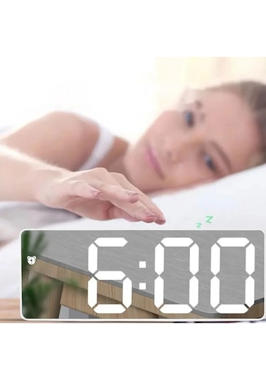 Led Dijital Masa Saati Aynalı Termometre Alarm Ses Kontrolü