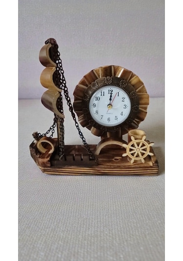Ahsap Dekaratif Masa Ve Ofis Süs Biblo Saathediyelik Ürün Boyut: 20cm 17cm