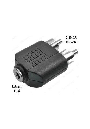 2 RCA Erkek to 3.5 mm Aux Stereo Dişi Ses Ayırıcı Adaptör