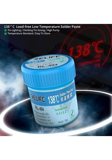 Relıfe Rl-404 Krem Lehim Solder Paste 40G 138°C Düşük Kaynama