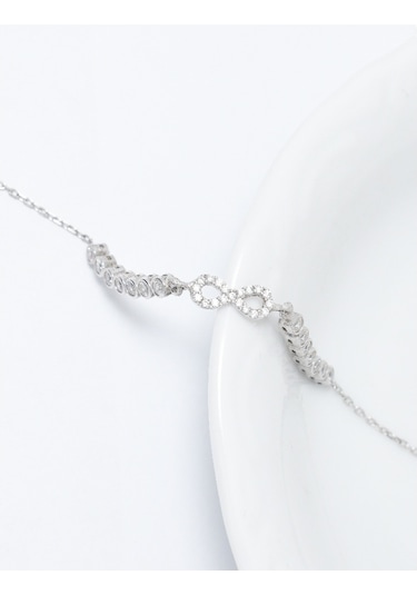 Brezza Lusso Jewelry Sonsuzluk Model Su Yolu Pırlanta Işıltılı Kadın Gümüş Bileklik