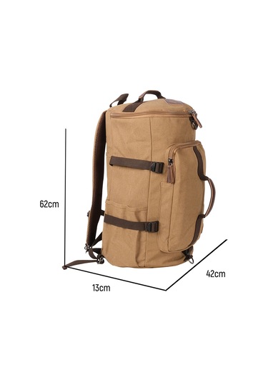 Bagacar Kanvas Kumaş Silindir Okul Günlük Ve Seyahat Sırt Çantası Yeşil