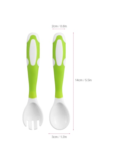 Moveevo Bebek Yeme Eğitimi Kaşığı Çatal Seti, Pp+tpe Malzeme, Saklama Kutusuyla, Yeşil Xls08 Çok Renkli