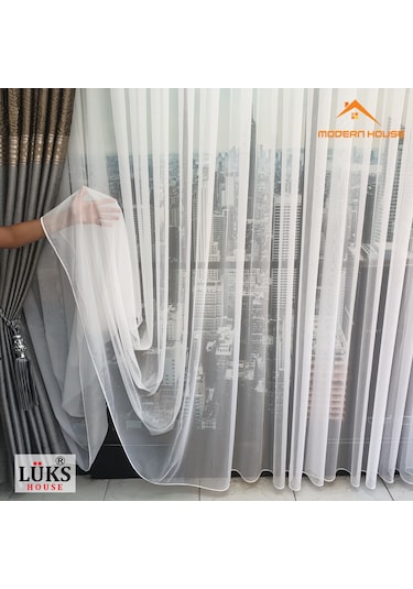 Lüks Keten Titi Tül Perde Kırık Beyaz Modern House