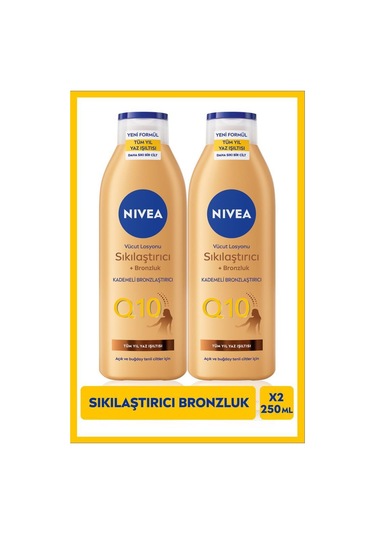 Nıvea Q10 Sıkılaştırıcı Ve Bronzlaştırıcı Vücut Losyonu 250ml, Kademeli Bronzluk, Açık Buğday Ten, X2 Adet