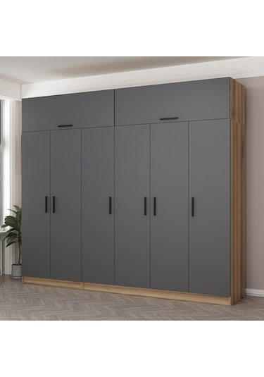 Minar Kale 6 Kapaklı 2 Ç Dolap Ve Yüklük Dore Antrasit 235cm