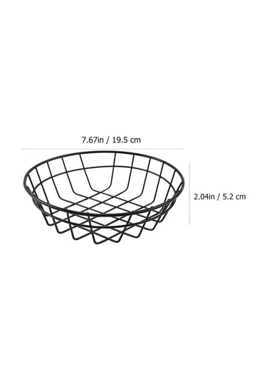 2pcs Cips Atıştırmalık Sepet Meyve Sepeti Büyük Yuvarlak Tel Sepet Siyah Metal Ekmek Sepeti Siyah