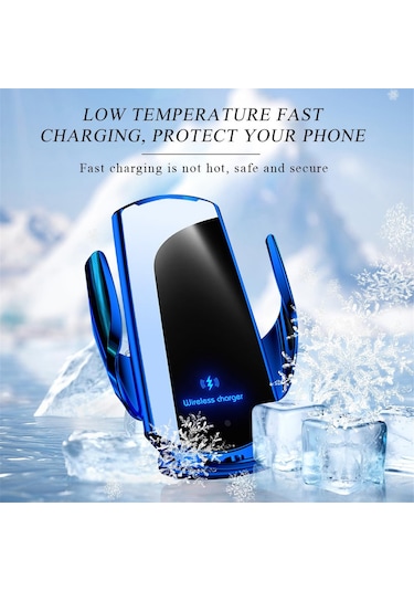 Monyee Mavi Araç İçin 15w Kablosuz Şarjlı Akıllı Sensörlü Telefon Tutucu, 360 Derece Döner, Otomatik Açılma-kapama, Navigasyon Ve Araç İç Gereci