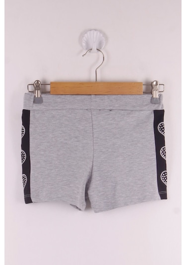 Toontoy Kız Çocuk Kalp Nakışlı Şort Gri Melanj