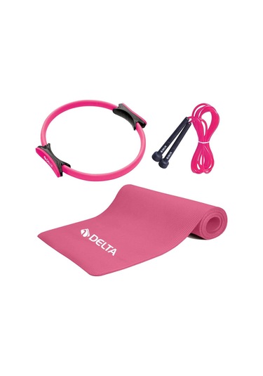 Delta- 10 mm Pilates Minderi 38 cm Pilates Çemberi Atlama İpi Seti