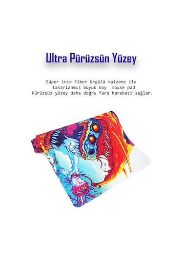 Helixsun Mouse Pad Büyük Boy Gaming Oyuncu Xl 70x30 Cm Hyper Beast