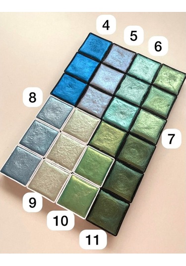 Metalik Yaldız Sulu Boya Seti, Mega Boy, El Yapımı, Profesyonel Sanatçı Boyası, 6 Renk-set:02 Çok Renkli