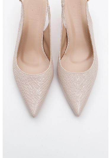 Value Bej Desenli Kadın Topuklu Ayakkabı Bej Yılan Bej