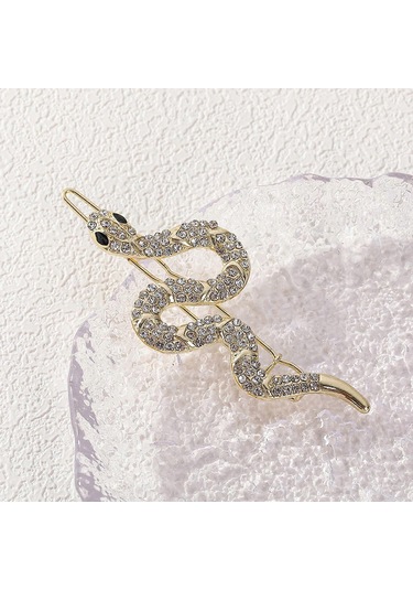 Kadınlar İçin Parıltılı Yapay Elmaslarla Şık Altın Yılan Saç Tokası Saç Dekorasyonu Partiler Ve Düğünler İçin Saç Tokası Antika Altın Siyah D Çok Renkli