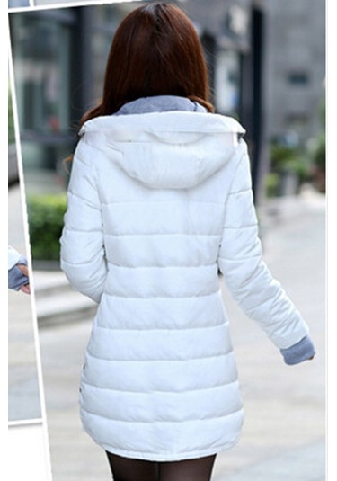 Eldiven Detaylı Kışlık Kadın Şişme Mont Beyaz