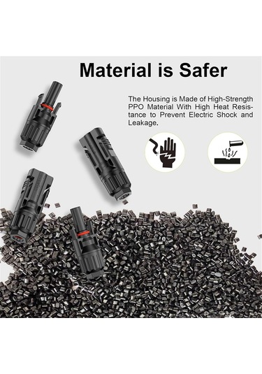 Xurunkeji 10 Çift Güneş Konnektörü, 20 Adet Güneş Paneli Kablo Konnektörü Adaptörü Erkek/dişi Ip68 1000v 30a 2 Anahtar 10awg