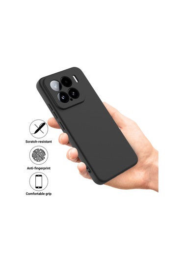 Xiaomi 15 İçin Düz Renk Sıvı Silikon Damlamaz Tam Kapsama Telefon Kılıfı Siyah