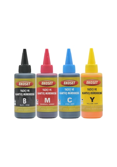 Ekoset Epson L100 L110 L130 L1300 Uyumlu Mürekkep 4X100 ML