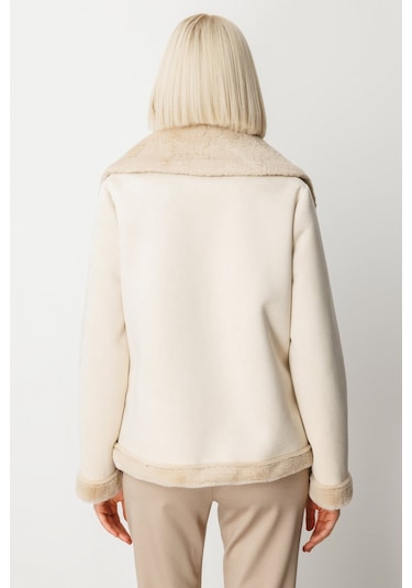 Ekol Kadın İçi Peluşlu Güderi Mont 8005 Kum Kum