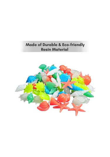 Suofeng Gece Parlayan Renkli Akvaryum Taşları - 300 Adet Kabuk Ve Denizyıldızı Şekilli Dekor